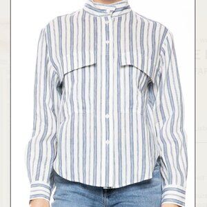 Frame Clean Safari Buttondown blue white striped small women